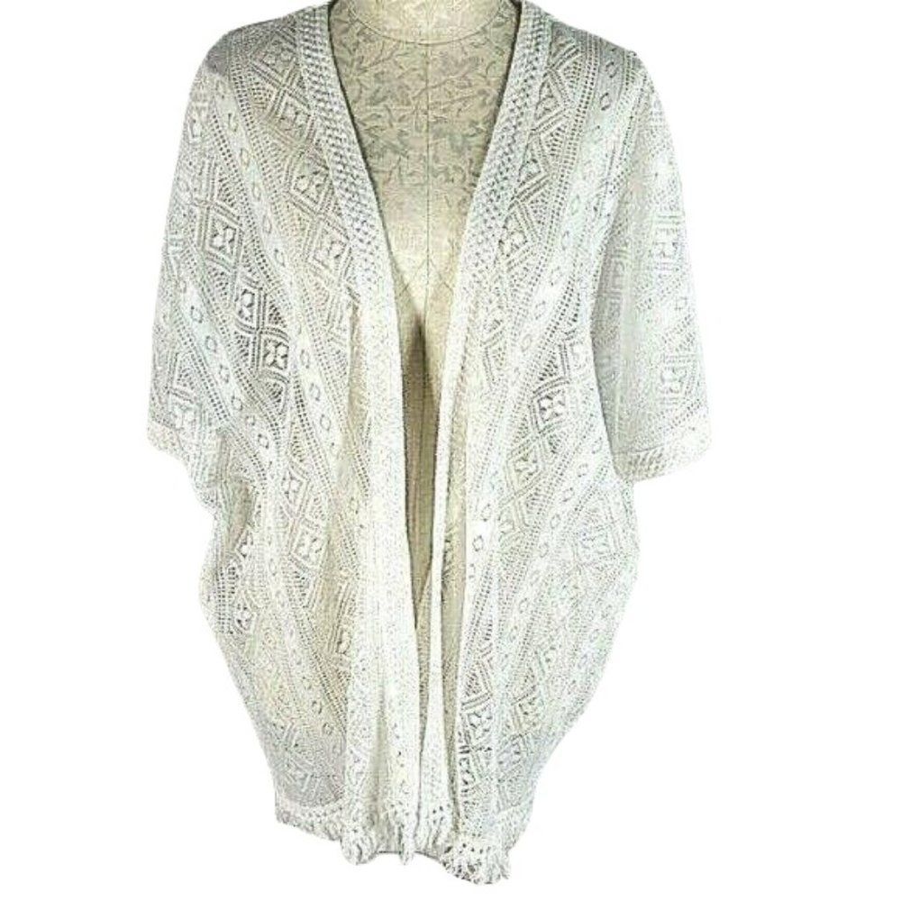 Gibson & LaTimer open face lace cardigan coverup